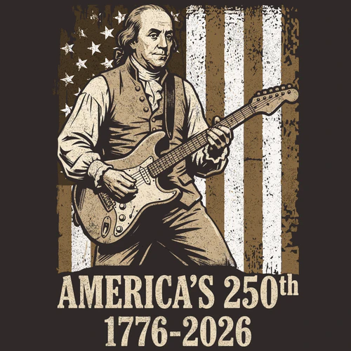 Benjamin Franklin Playing Electric Guitar Rock