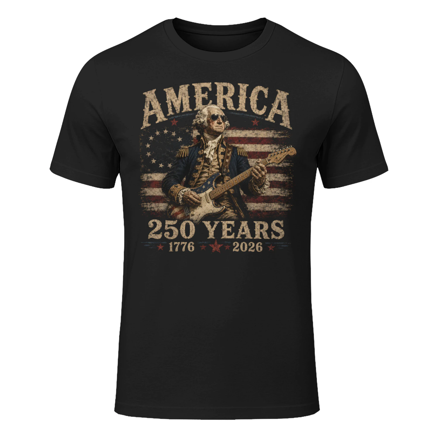 America's 250th George Washington Playing Guitar Retro Vintage