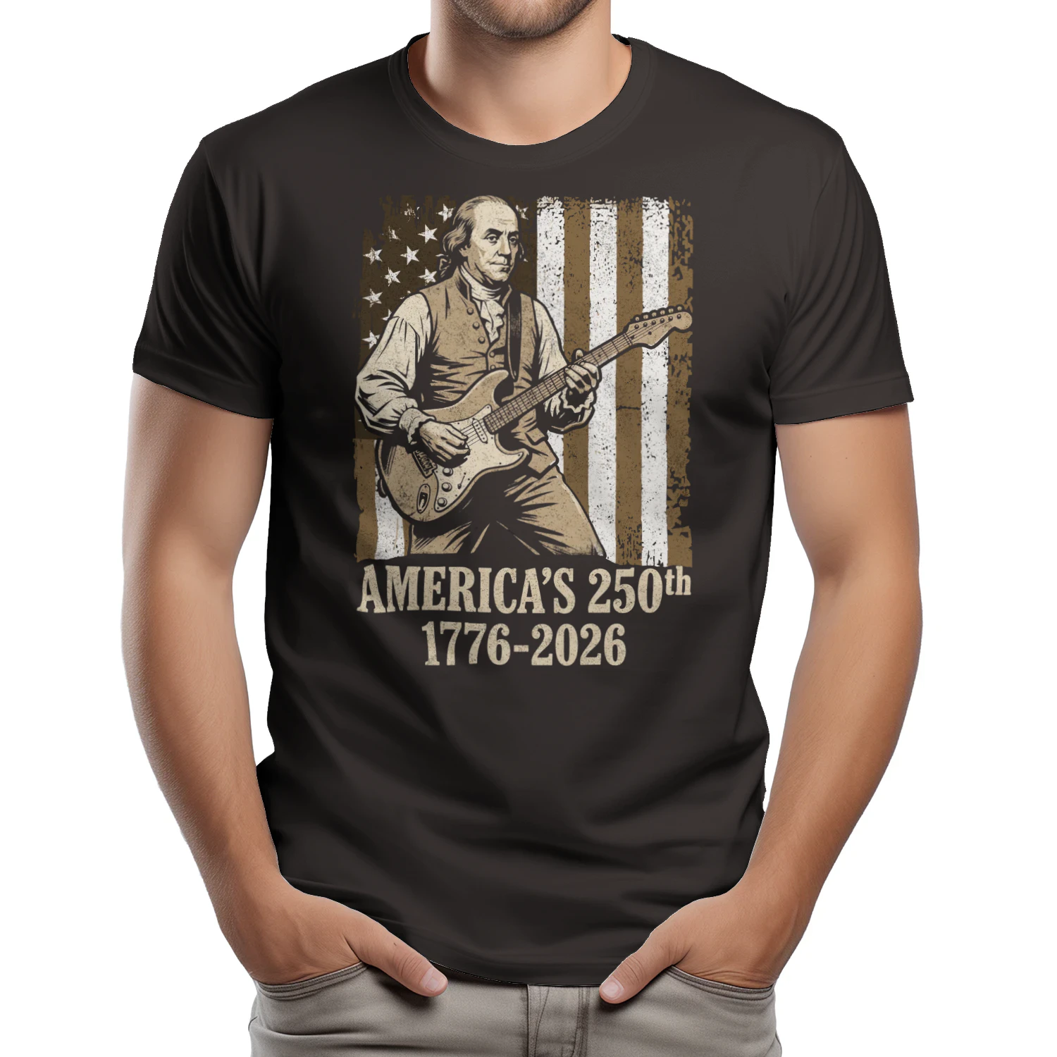  Benjamin Franklin Playing Electric Guitar Rock