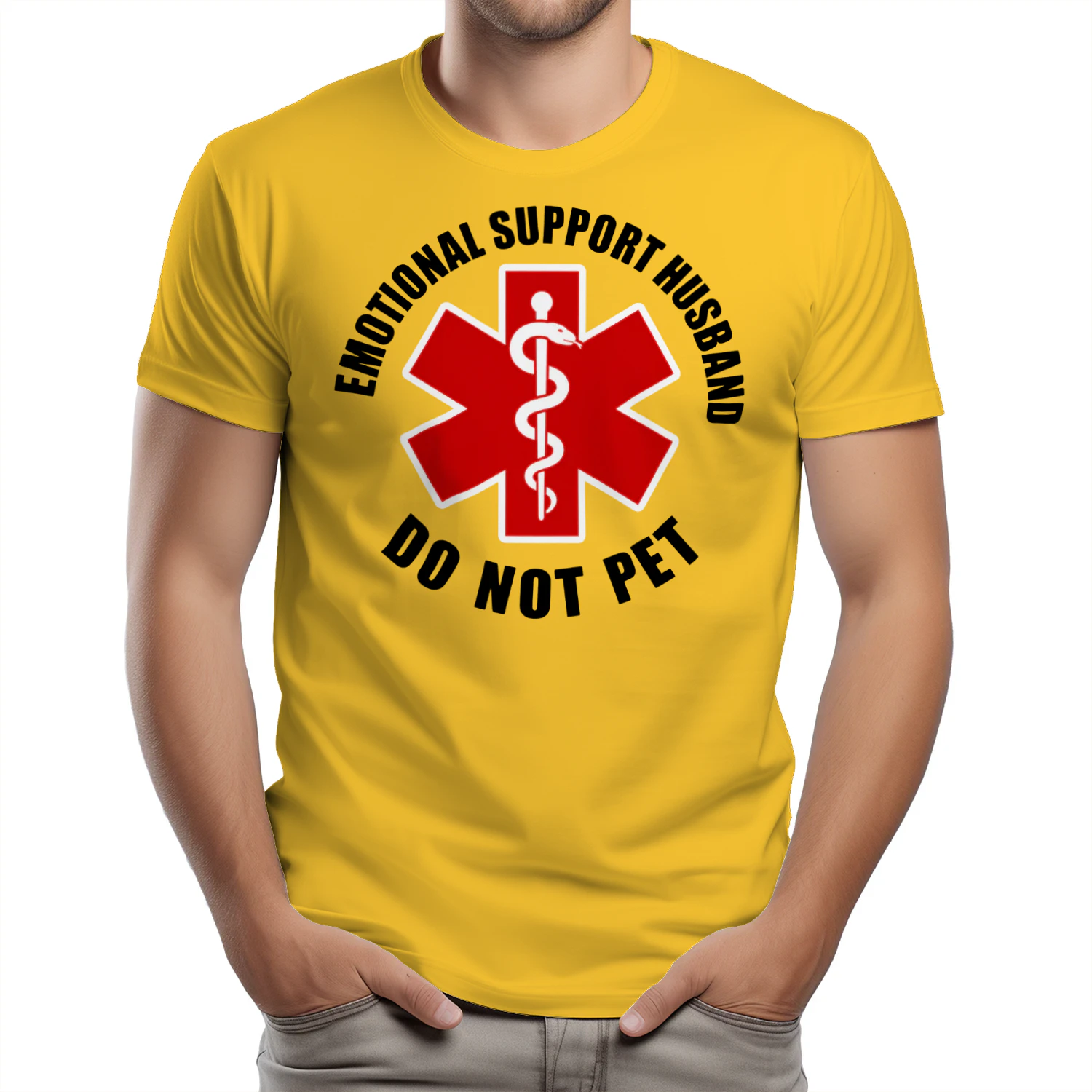 Emotional Support Husband Funny EMT T-Shirt | Do Not Pet Graphic Tee