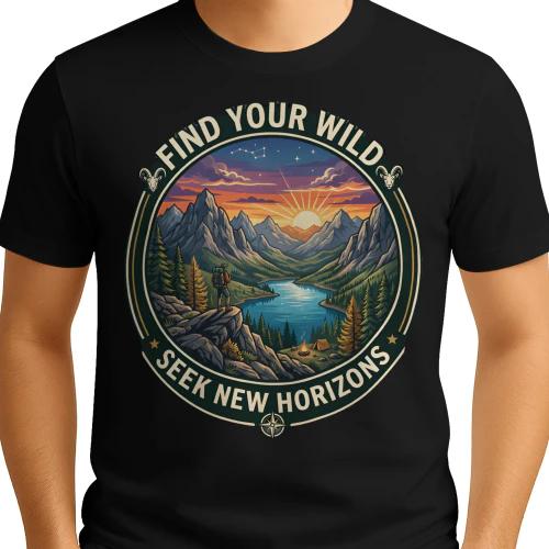 Find Your Wild, Seek New Horizons 🌲🥾 | Adventure T-Shirt