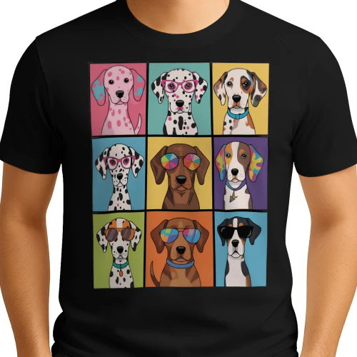 Cute Dogs Sunglasses Colorful Puppy Funny Pet Lover Graphic Tee