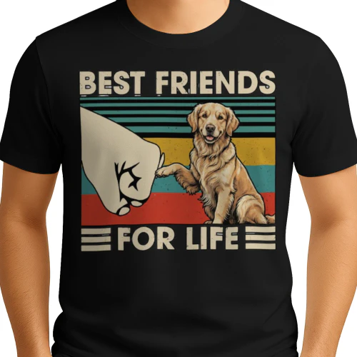 Best Friends for Life Golden Retriever Vintage Fist Bump T-Shirt