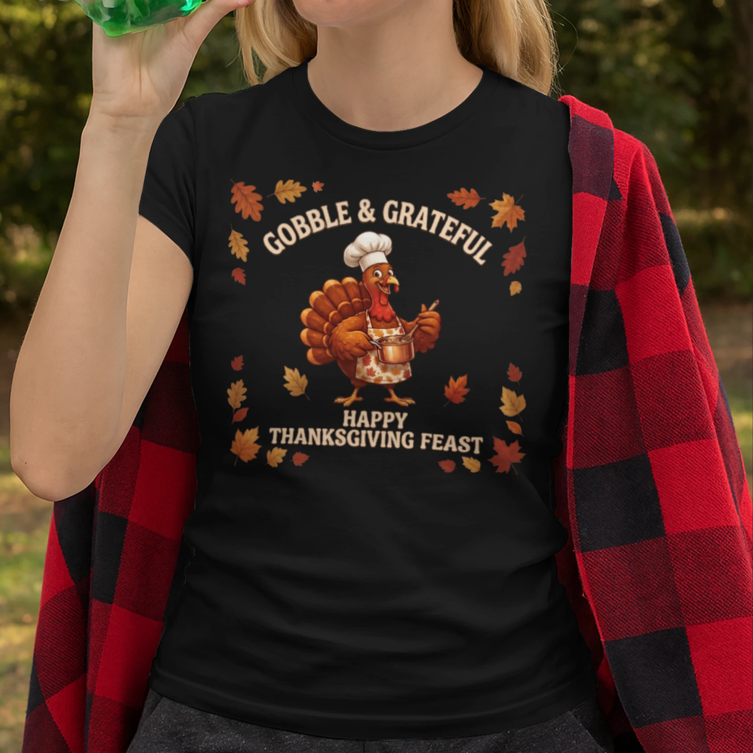 Cute Cartoon Chef Turkey Thanksgiving Design - Gobble & Grateful (1)