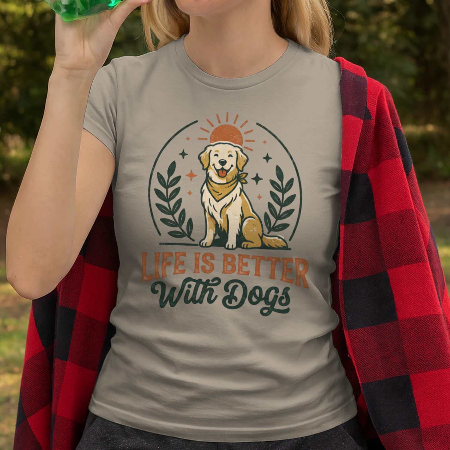 Vintage Life is Better With Dogs T-Shirt - Golden Retriever Design