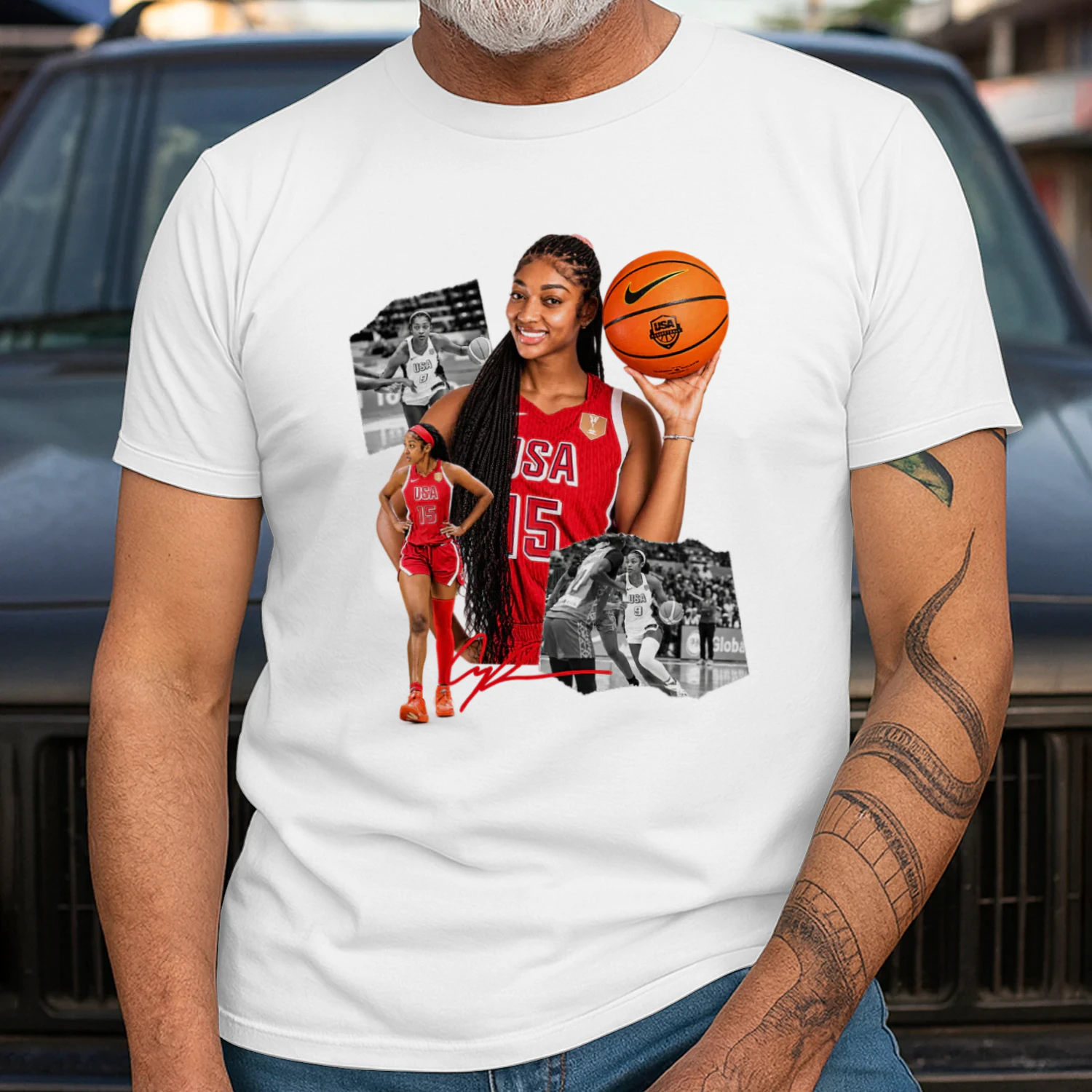 Angel Reese USA No. 15 Collage Tee