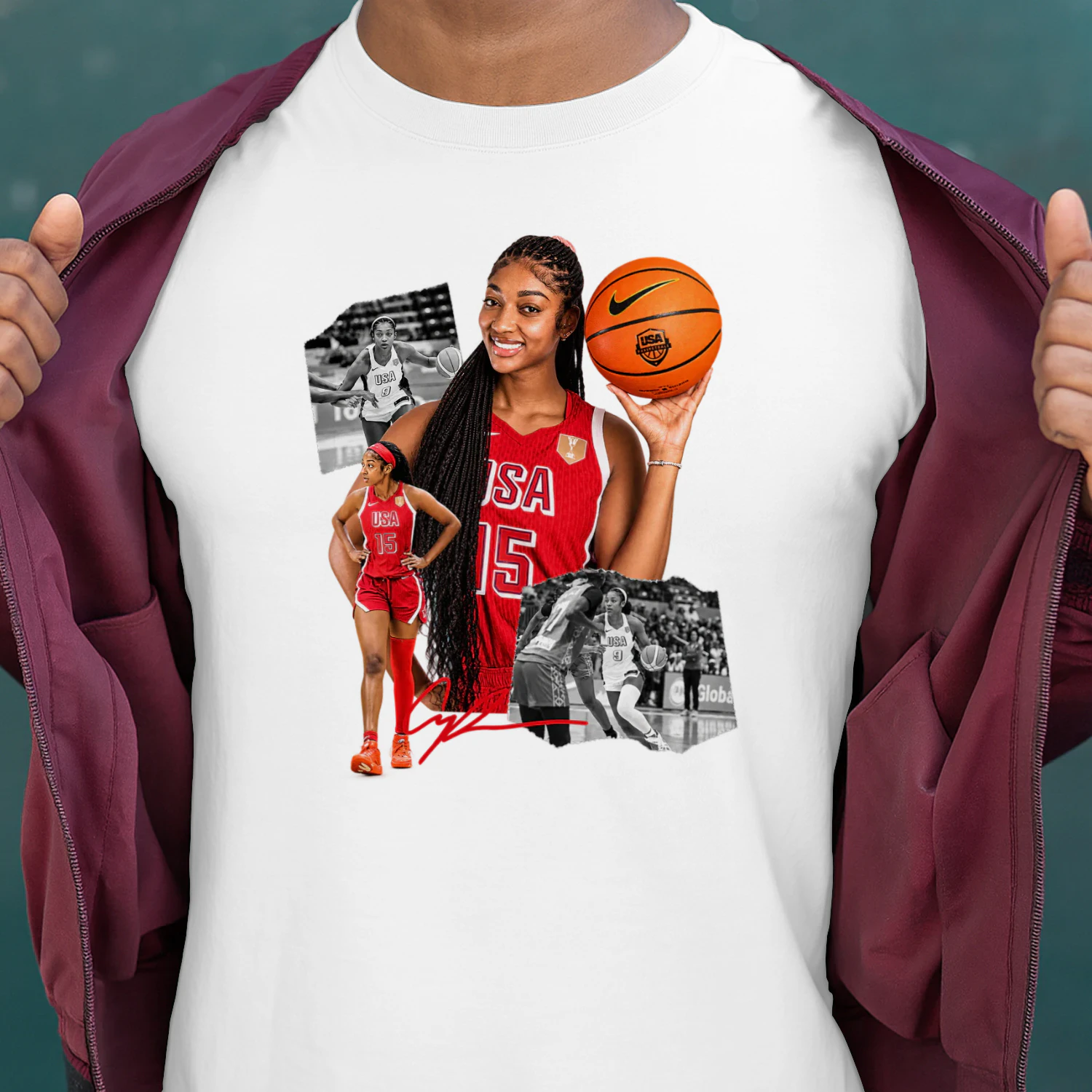 Angel Reese USA No. 15 Collage Tee