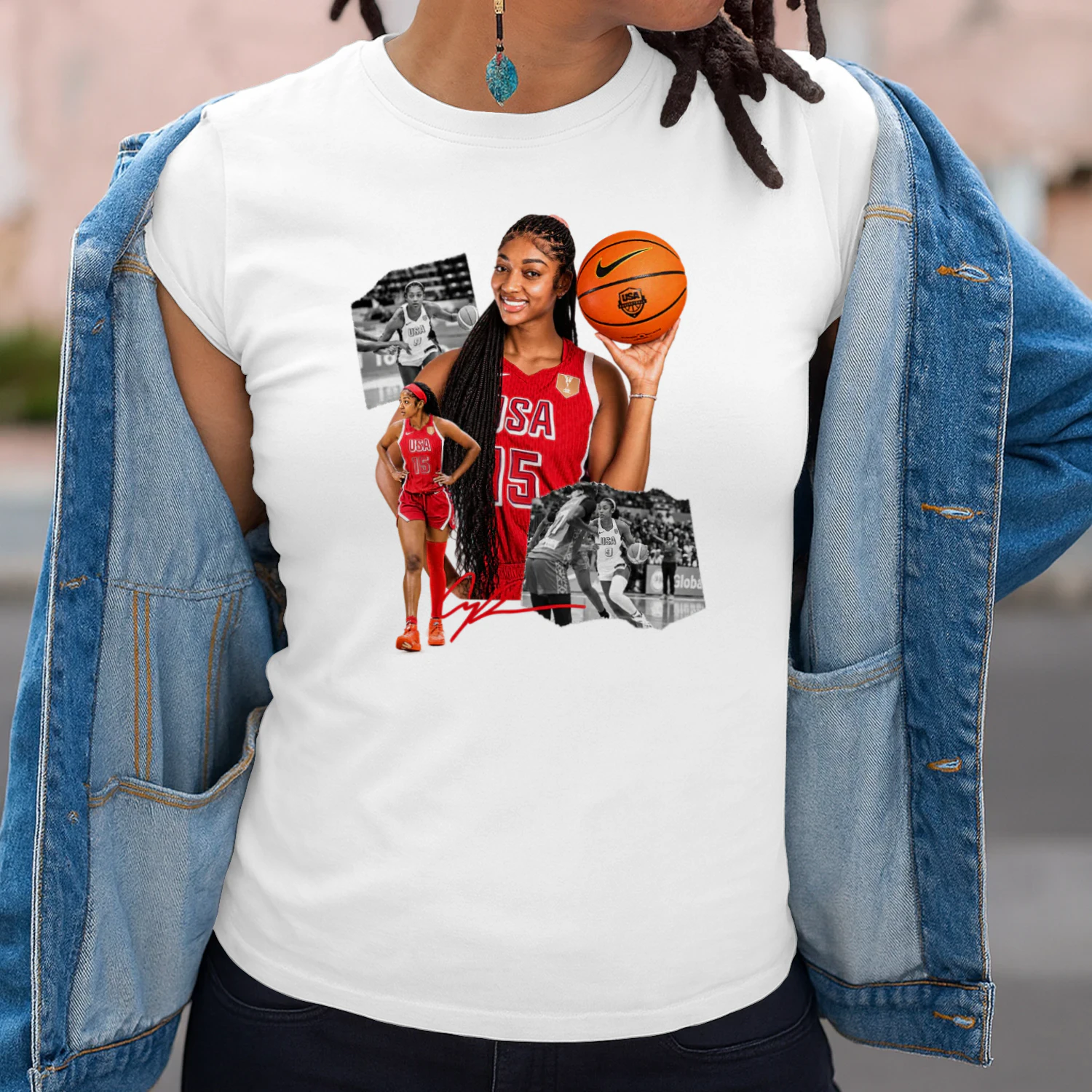 Angel Reese USA No. 15 Collage Tee