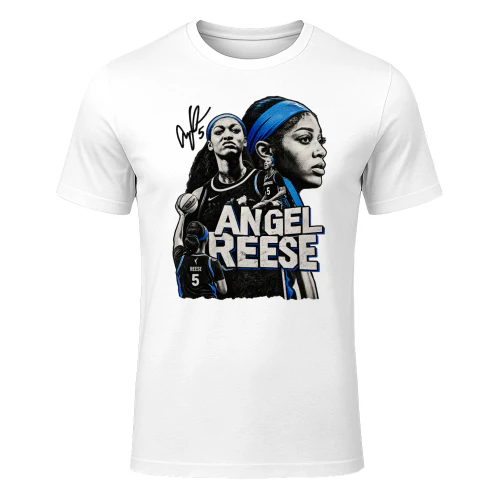 Angel Reese Blue Black Portrait Collage Tee