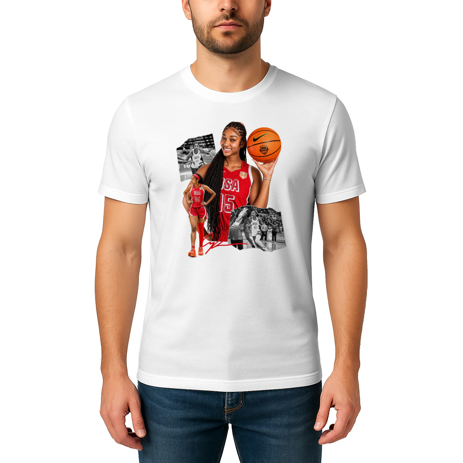 Angel Reese USA No. 15 Collage Tee