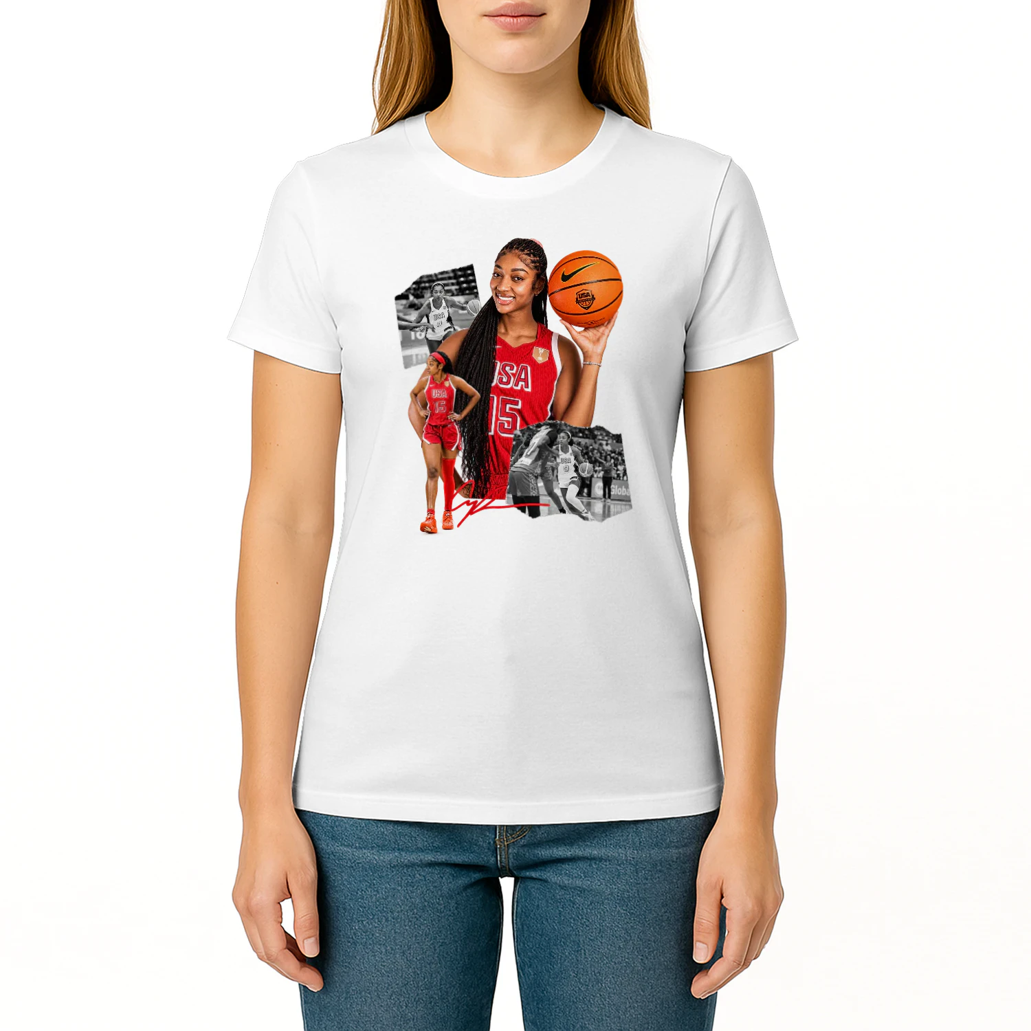 Angel Reese USA No. 15 Collage Tee