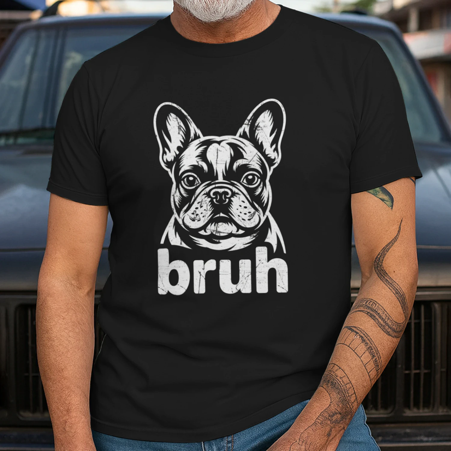 Bruh French Bulldog Meme , Funny Dog Lover Shirt Graphic,  Bulldog Art Design