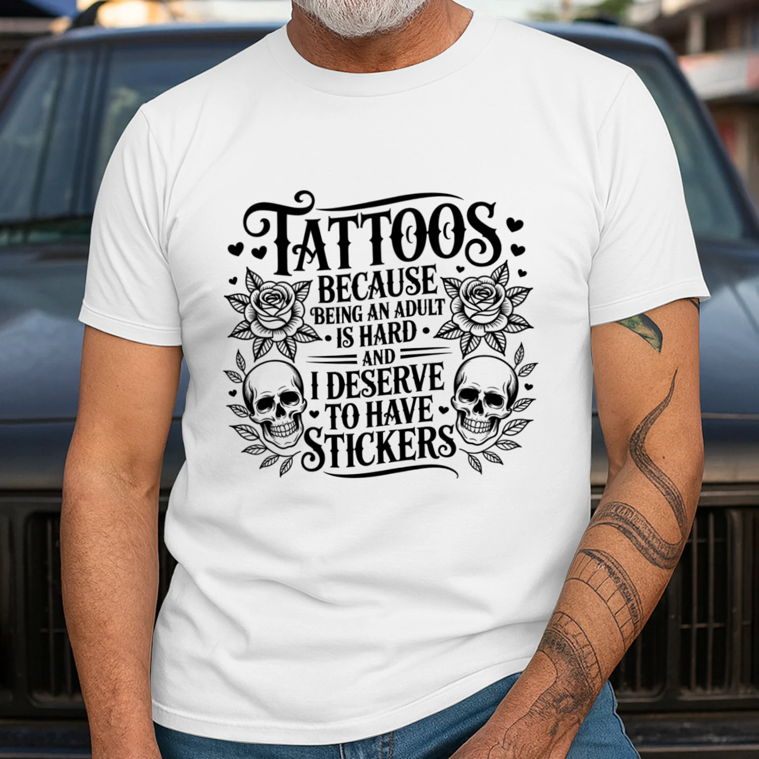 Tattoos Gift Tattoos Because Being an Adult Is Hard Quote – Funny Shirt Design 