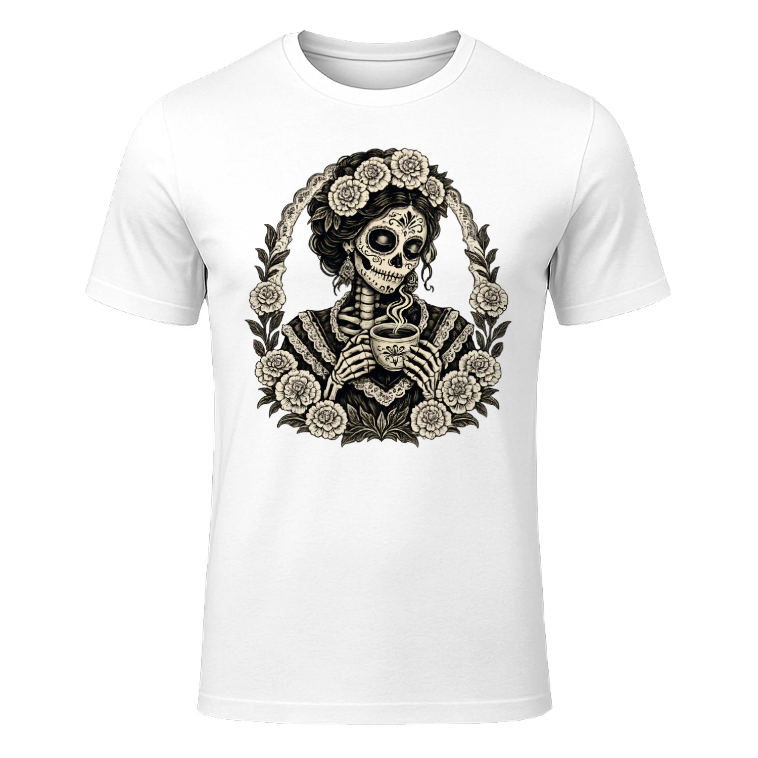 La catrina Gift La Catrina con Café  Design, Día de los Muertos Shirt Graphic, Mexican Coffee Art, Printable 