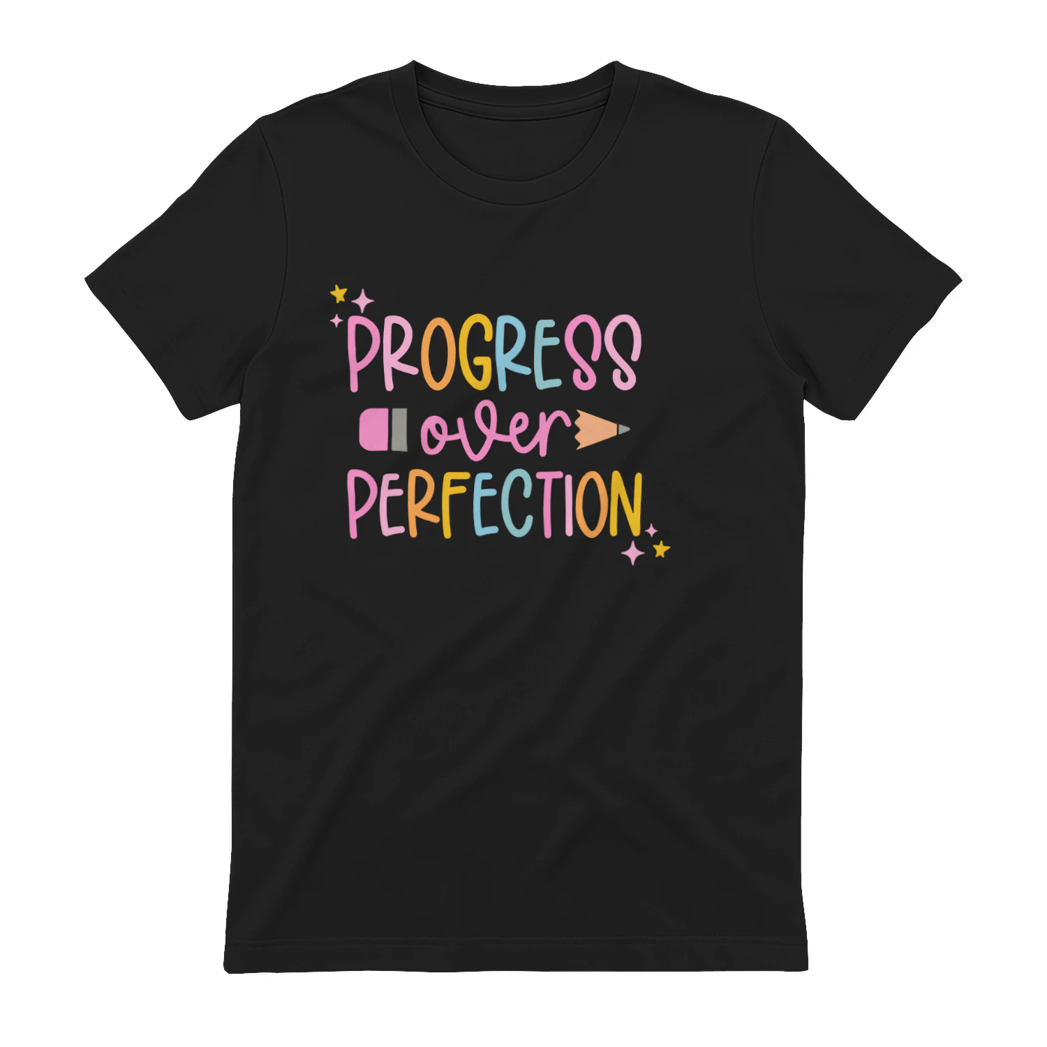 Motivational Quote Progress Over Perfection  Design, Motivational Shirt Graphic, Cute Teacher Printable, Pastel Quote Art