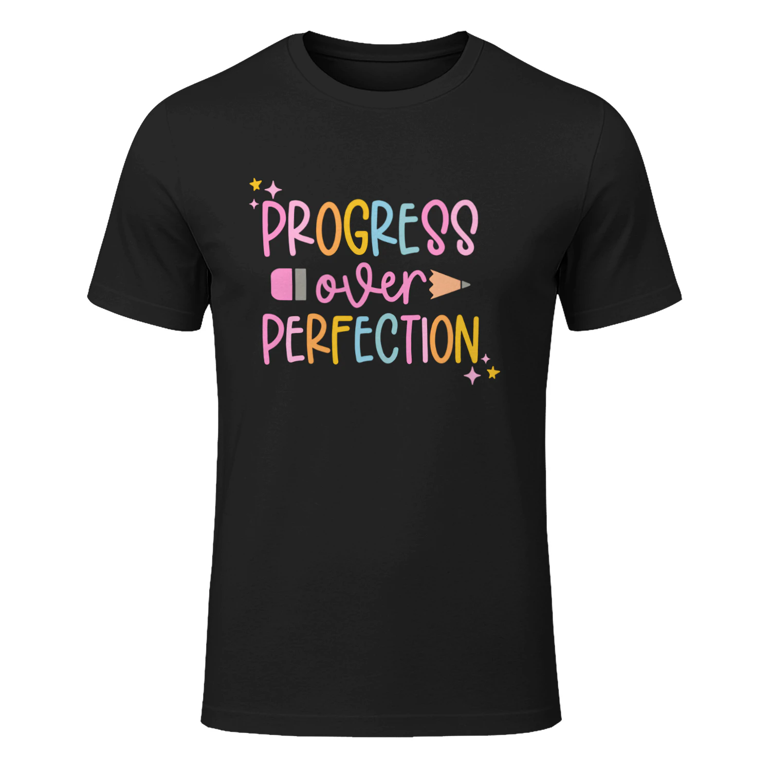 Motivational Quote Progress Over Perfection  Design, Motivational Shirt Graphic, Cute Teacher Printable, Pastel Quote Art