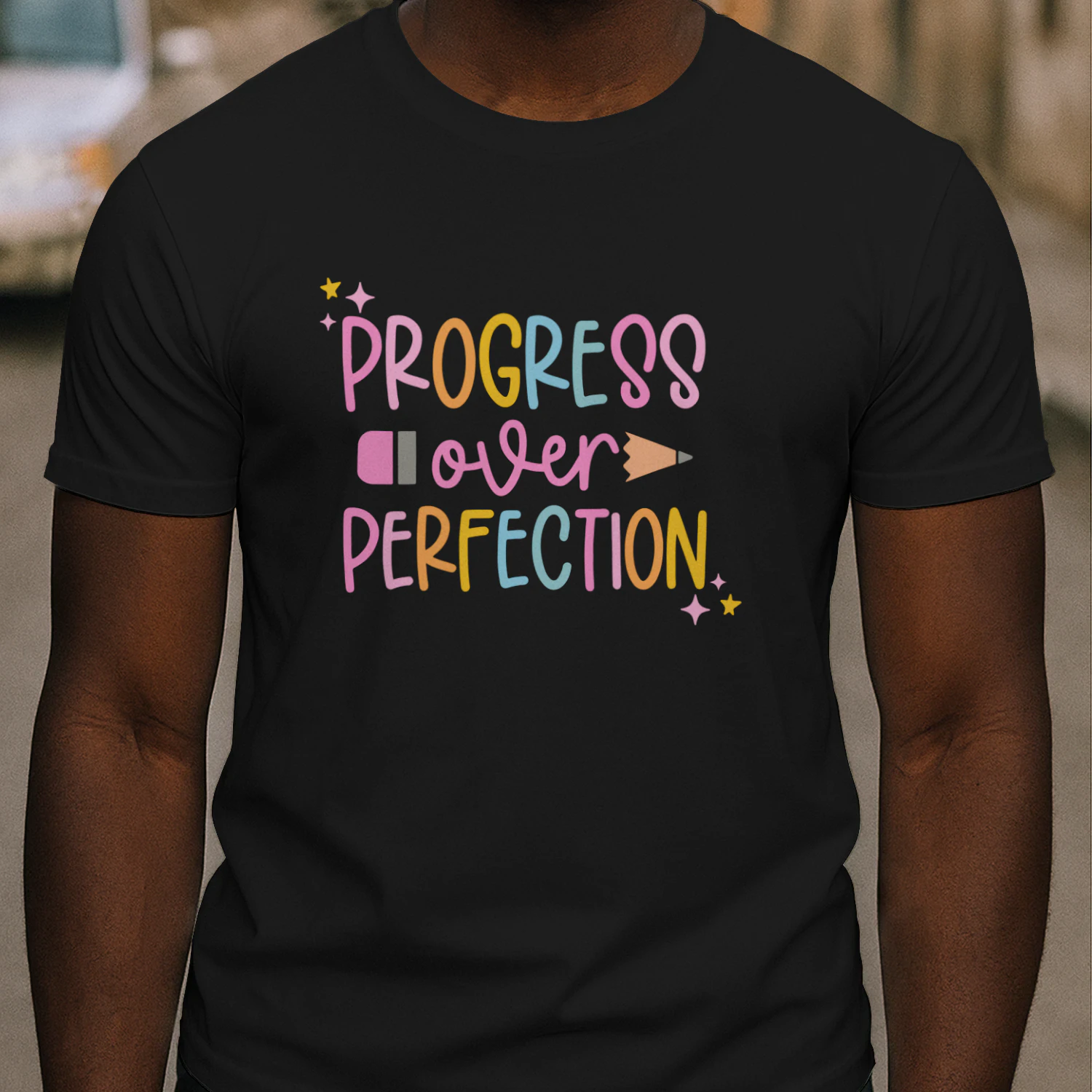 Motivational Quote Progress Over Perfection  Design, Motivational Shirt Graphic, Cute Teacher Printable, Pastel Quote Art