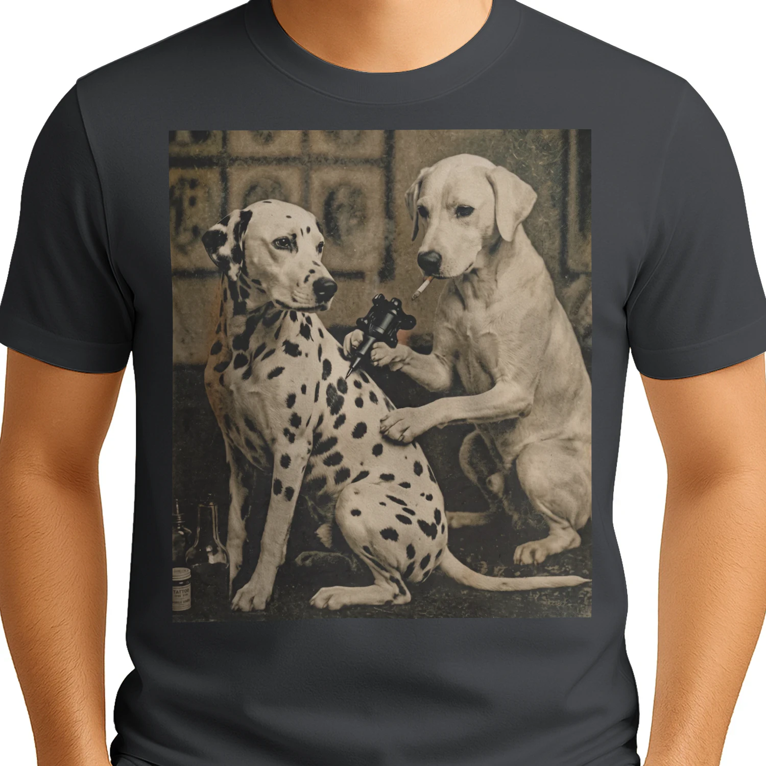 Retro dalmatian dog tattoo artist