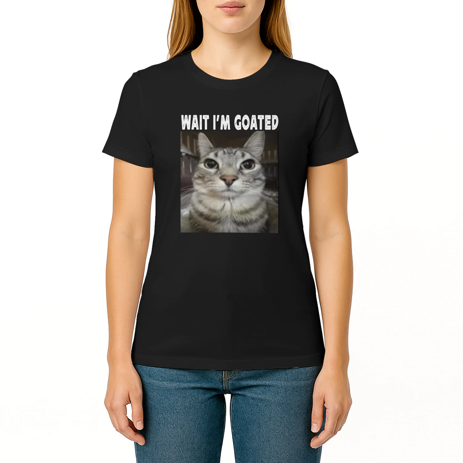 Wait I'm Goated cat humor Meme I'm Goated Funny Cat Meme Classic Unisex T-shirt