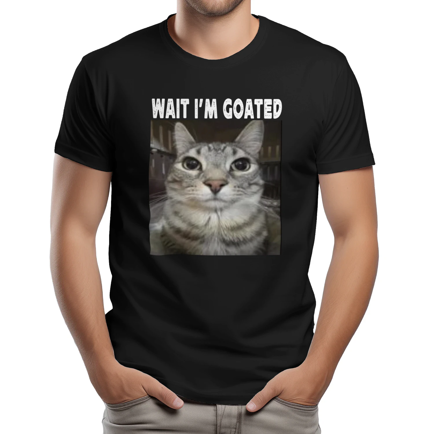 Wait I'm Goated cat humor Meme I'm Goated Funny Cat Meme Classic Unisex T-shirt