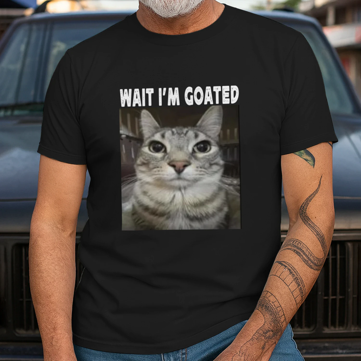 Wait I'm Goated cat humor Meme I'm Goated Funny Cat Meme Classic Unisex T-shirt