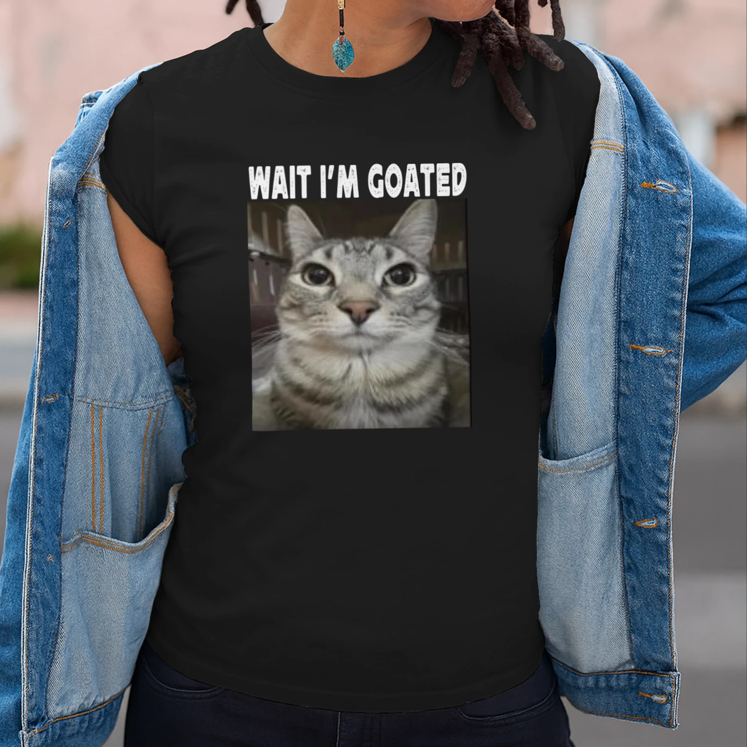 Wait I'm Goated cat humor Meme I'm Goated Funny Cat Meme Classic Unisex T-shirt