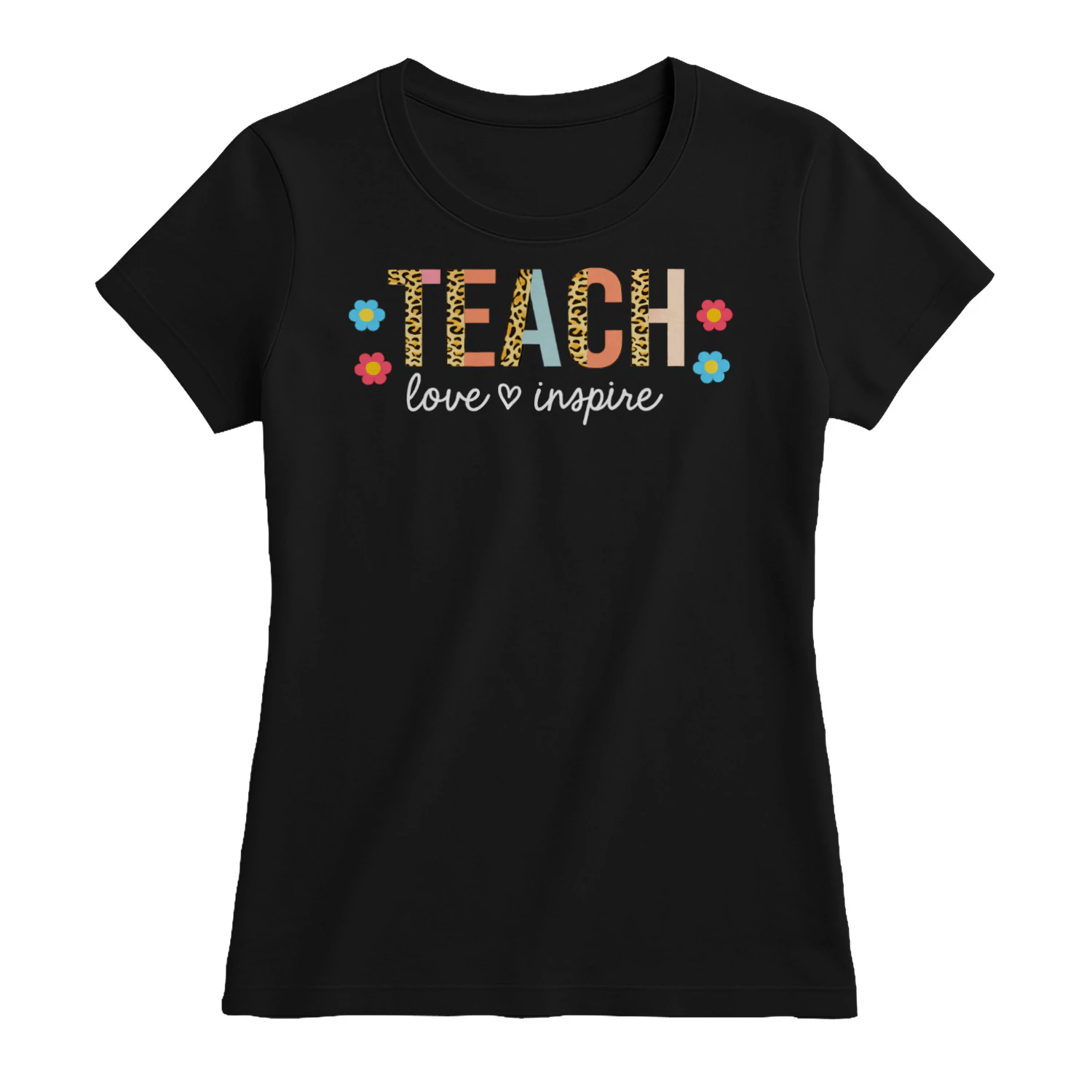 Teach Love Inspire Shirt | Leopard Print Teacher Graphic Tee