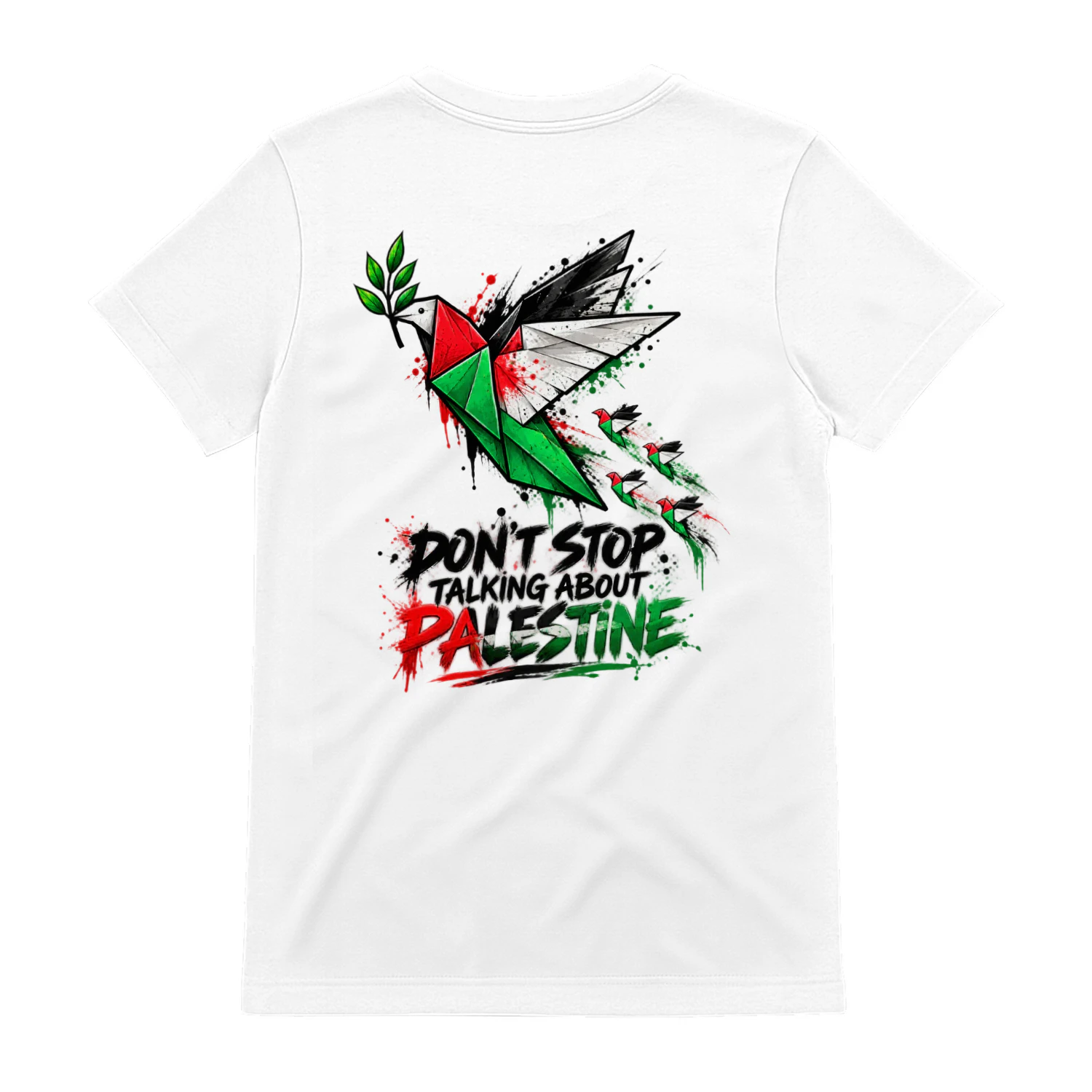 Back design don't stop talking about palestine.