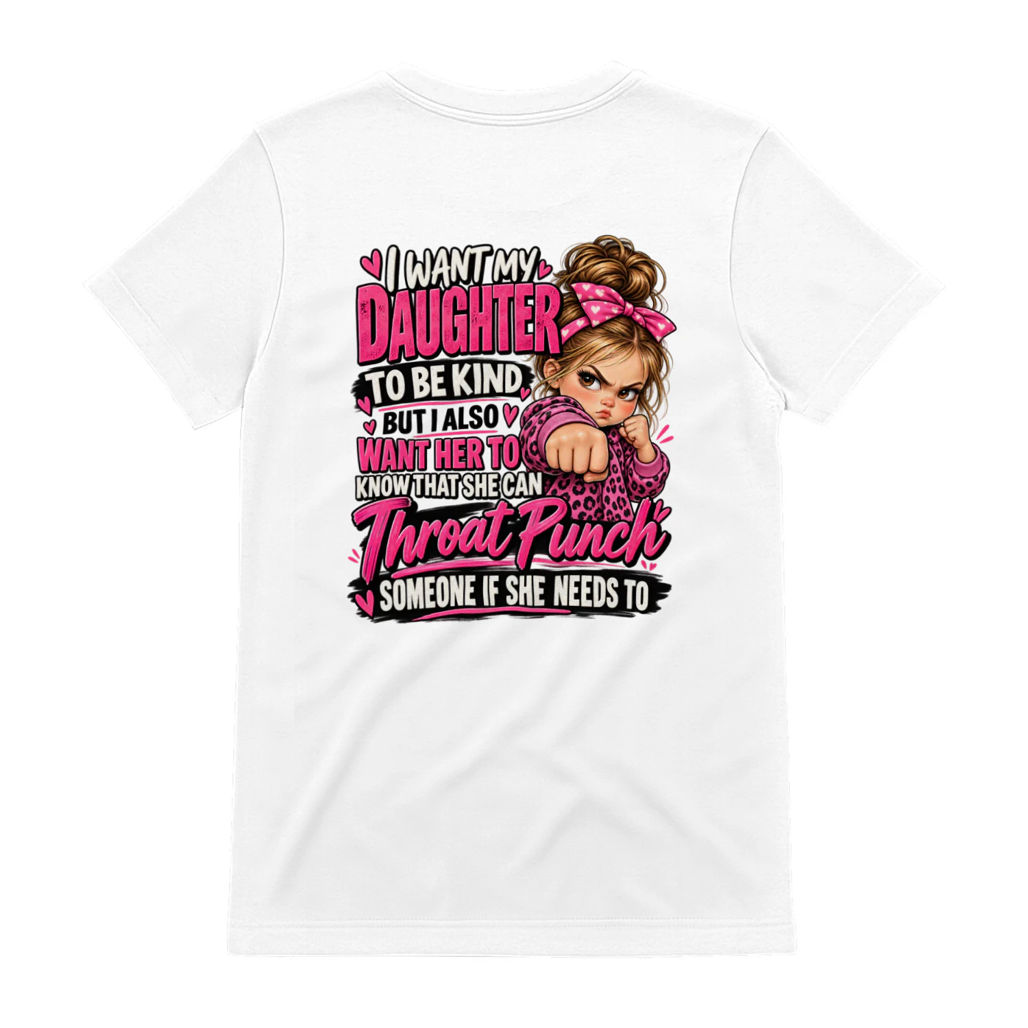 Back design i want my daughter to be kind but i also want her to know that she can throat punch someone if she needs to.