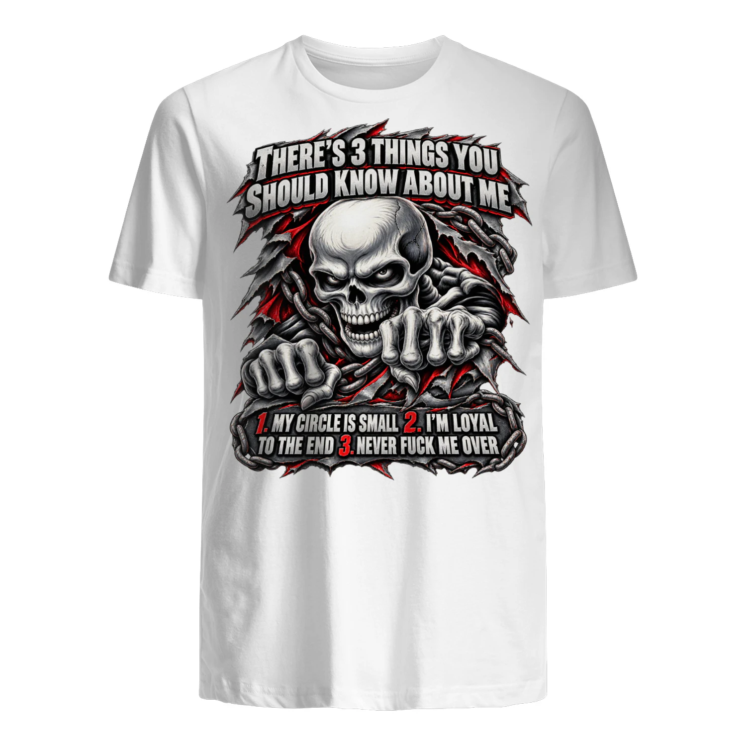 Skull There's 3 Things You Should Know About Me 1 My Circle Is Small 2 I'm Loyal To The End 3 Never Fuck Me Over