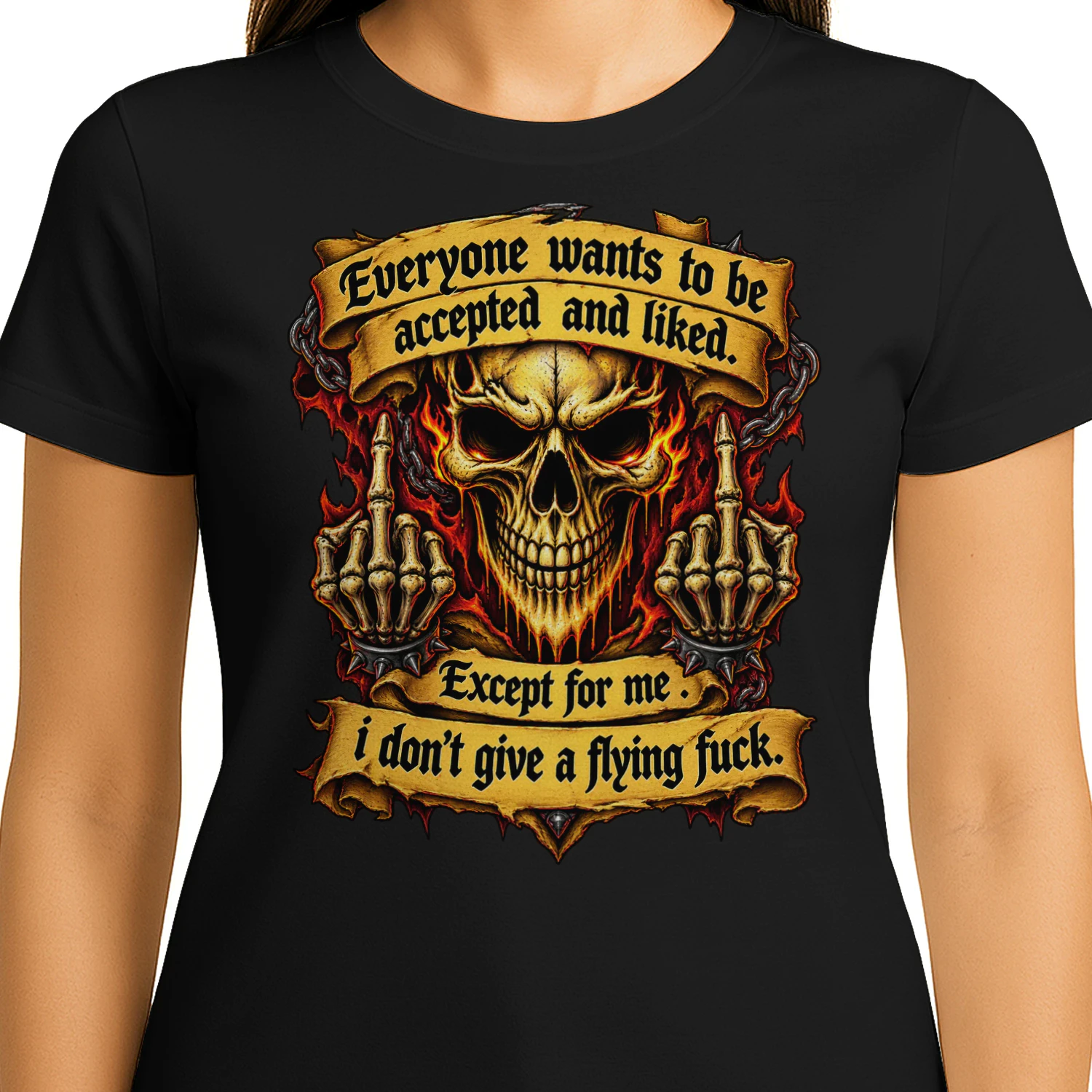 Skull Everyone Wants To Be Accepted And Liked Except For Me I Don't Give A Flying Fuck