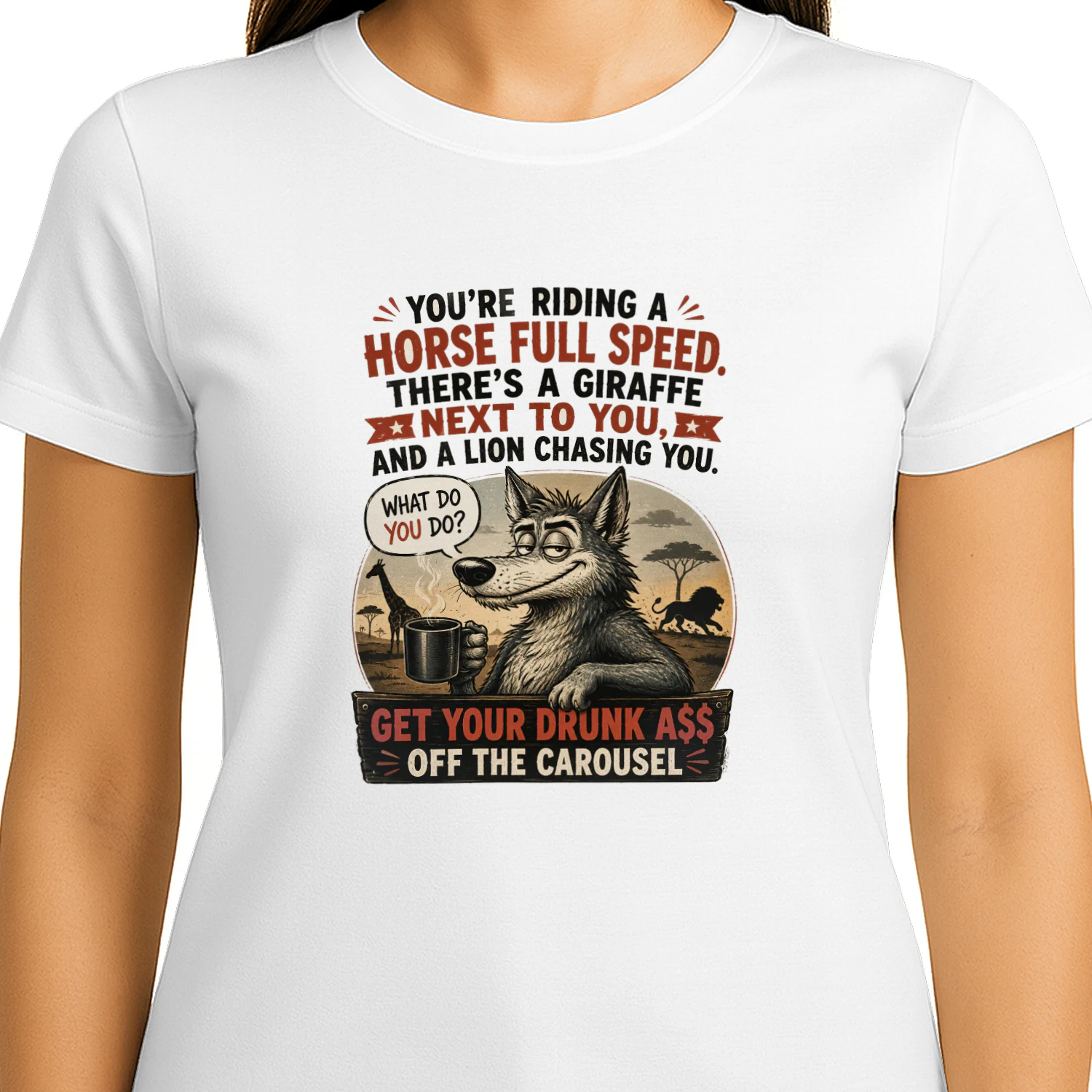 Wolf You're Riding A Horse Full Speed There's A Giraffe Next To You