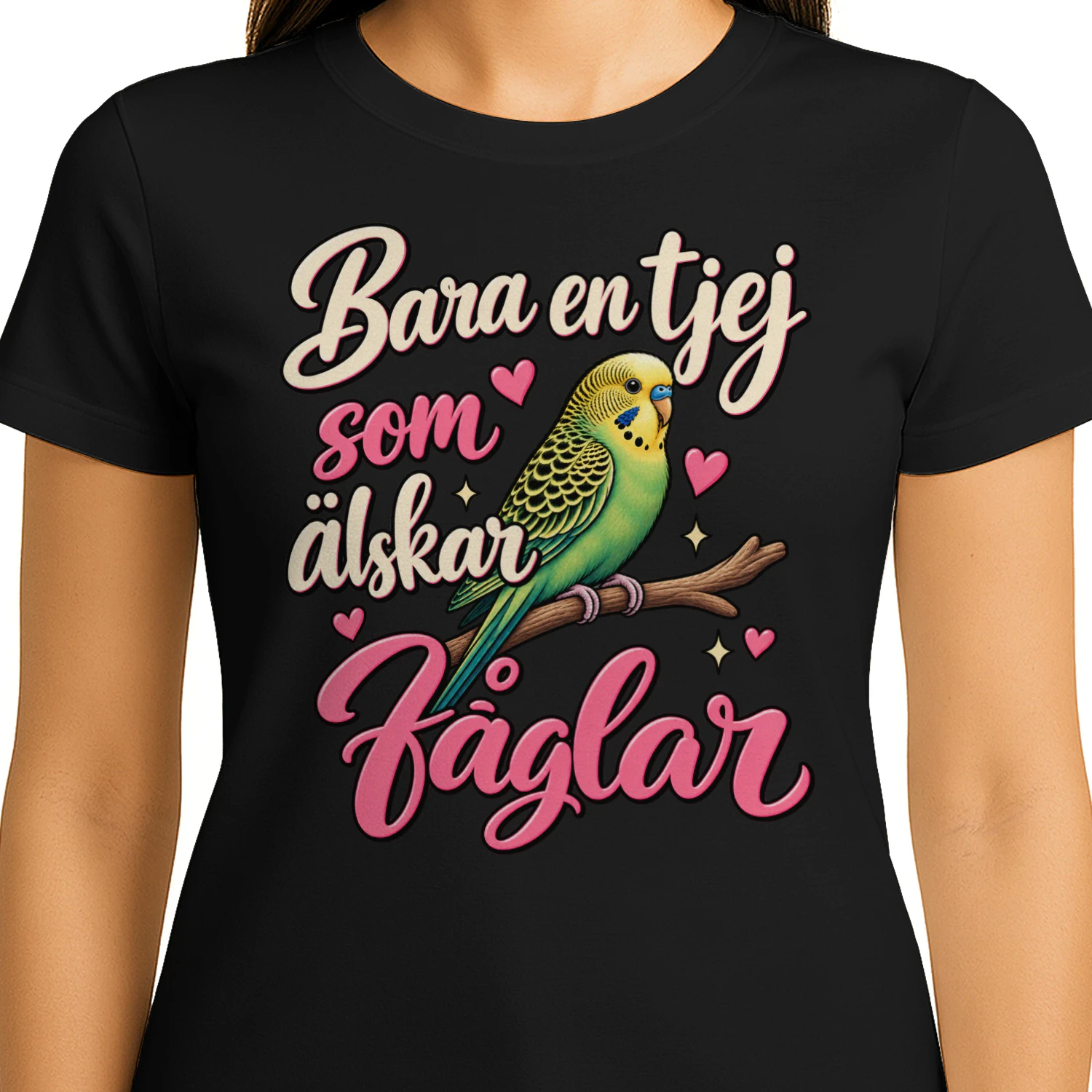 Fågelälskare T-Shirt – Bara en tjej som älskar fåglar – Söt Undulattröja för Fågelälskare