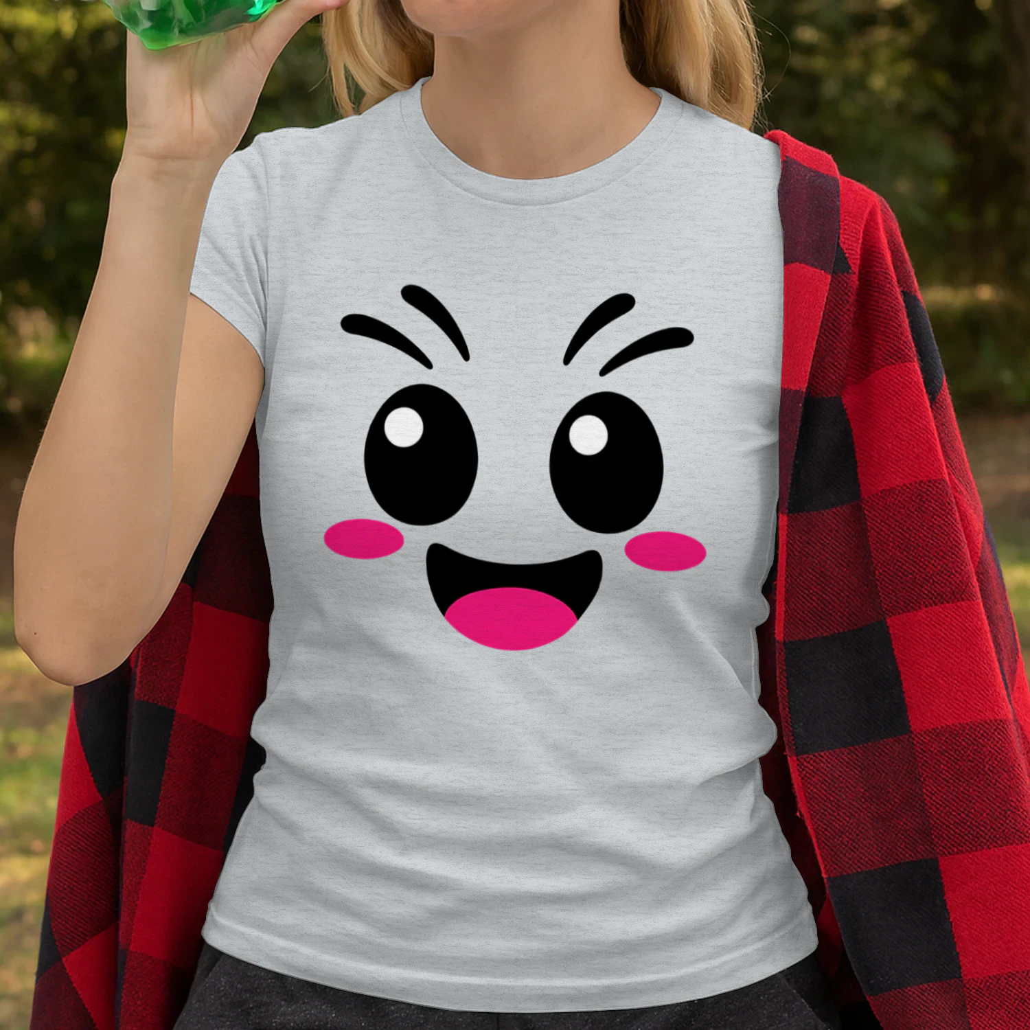 Cute Kawaii Happy Face T-Shirt, Smiley Cartoon Graphic Tee