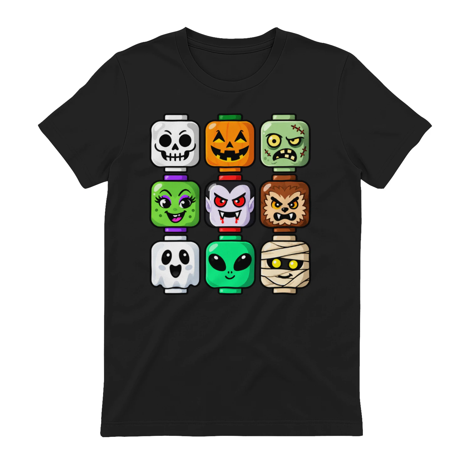 Halloween Monster Faces, Spooky Character Blocks