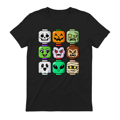 Halloween Monster Faces, Spooky Character Blocks