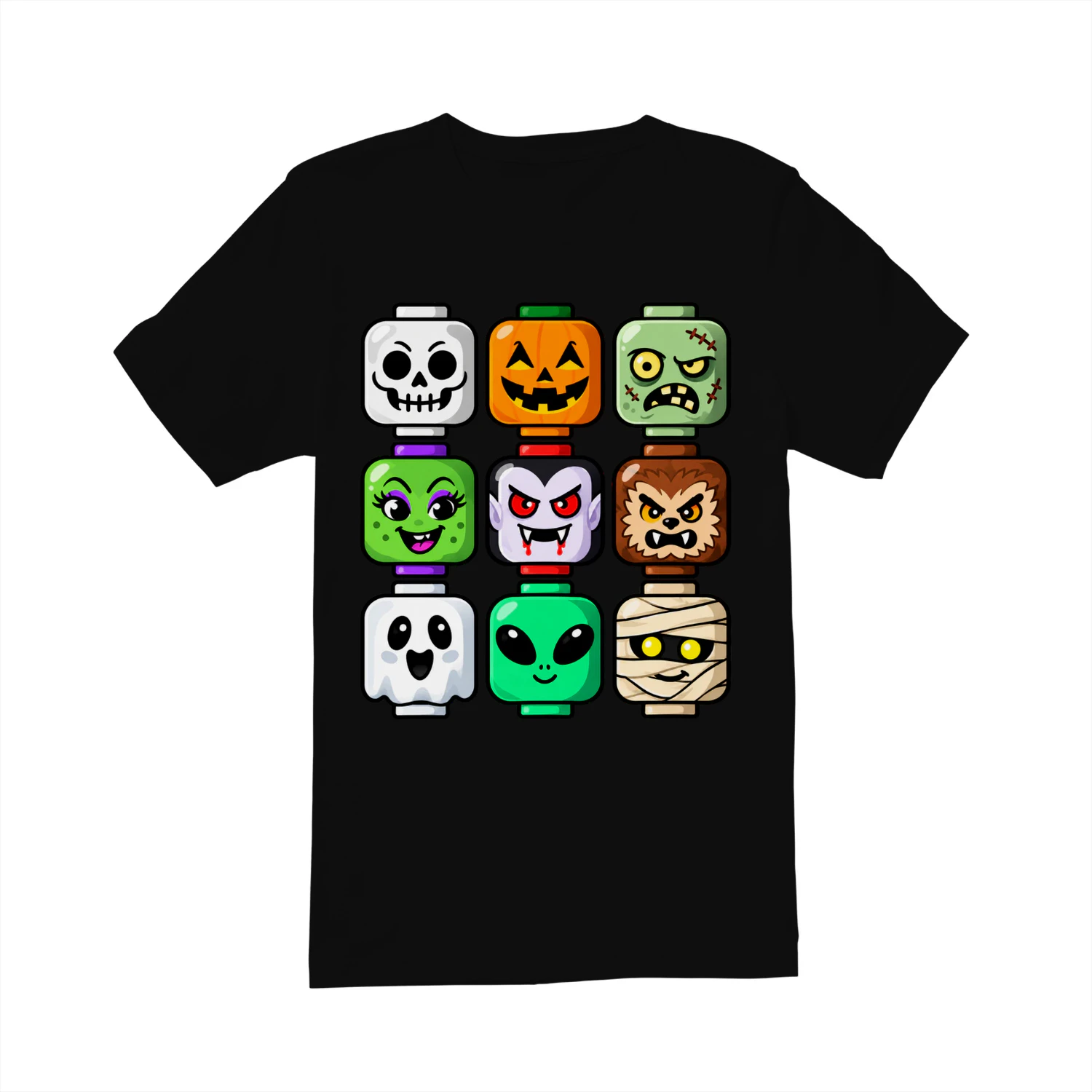 Halloween Monster Faces, Spooky Character Blocks