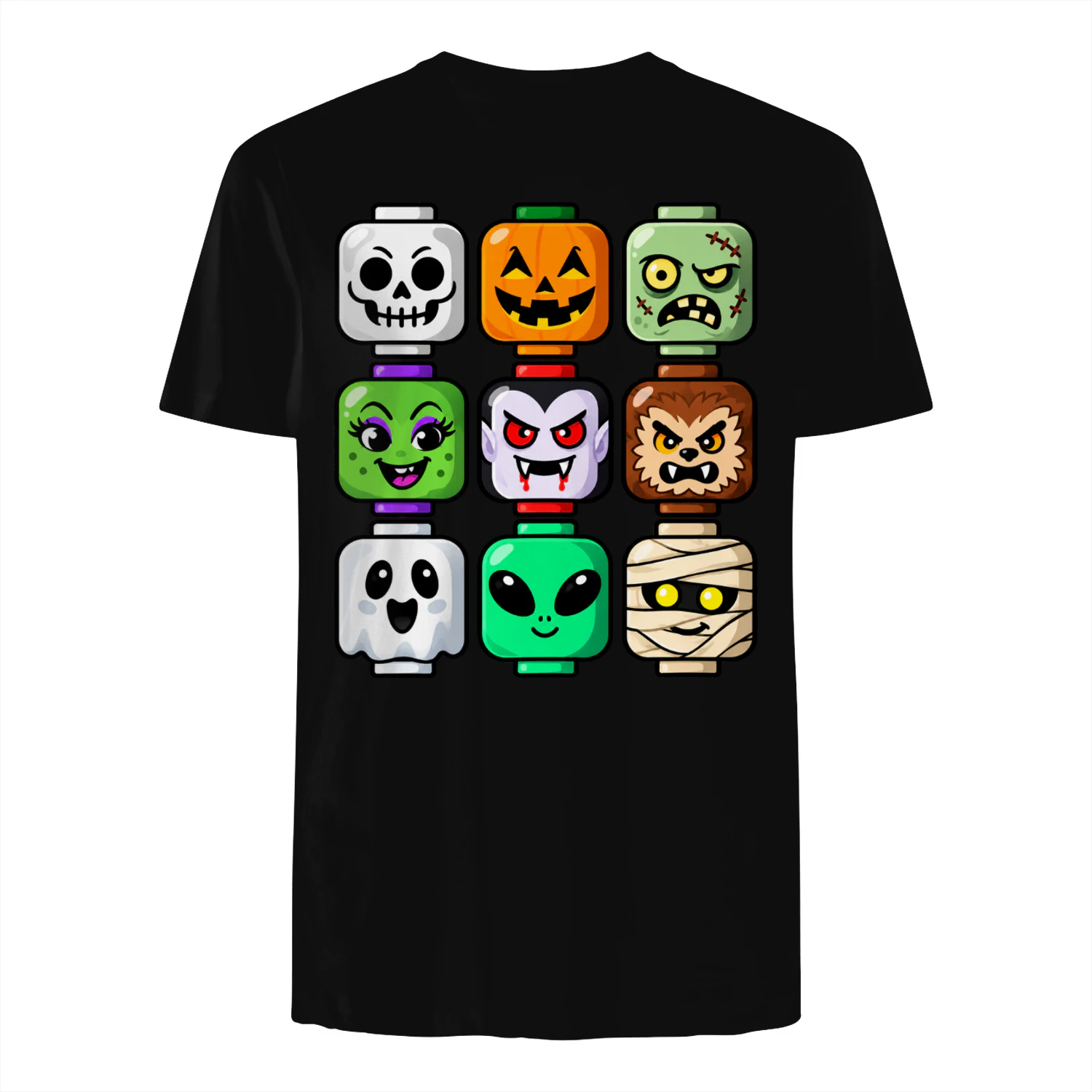 Halloween Monster Faces, Spooky Character Blocks