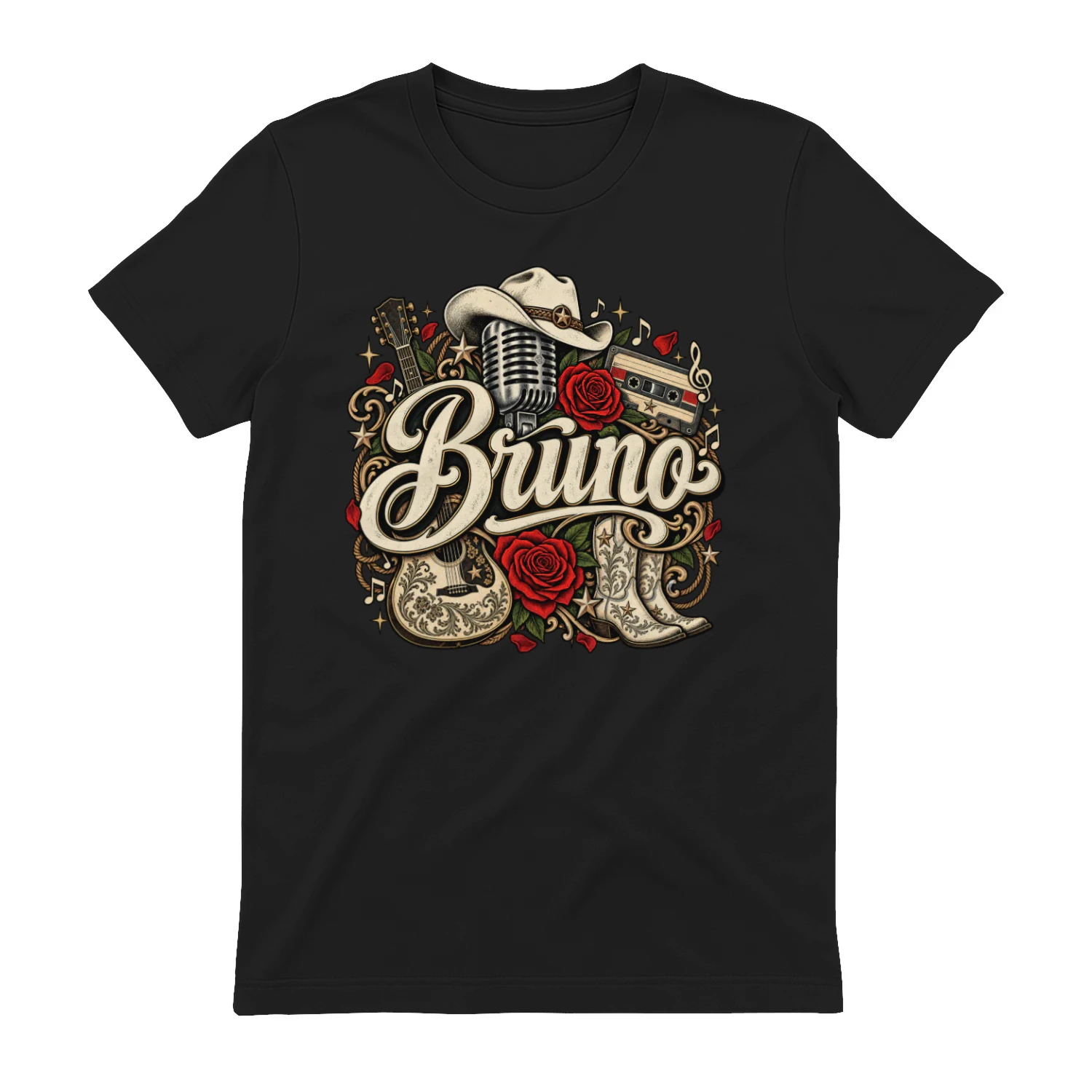 Bruno Vintage Western Country Music T-Shirt, Cowboy Music Graphic Tee, Retro Rodeo Style Shirt