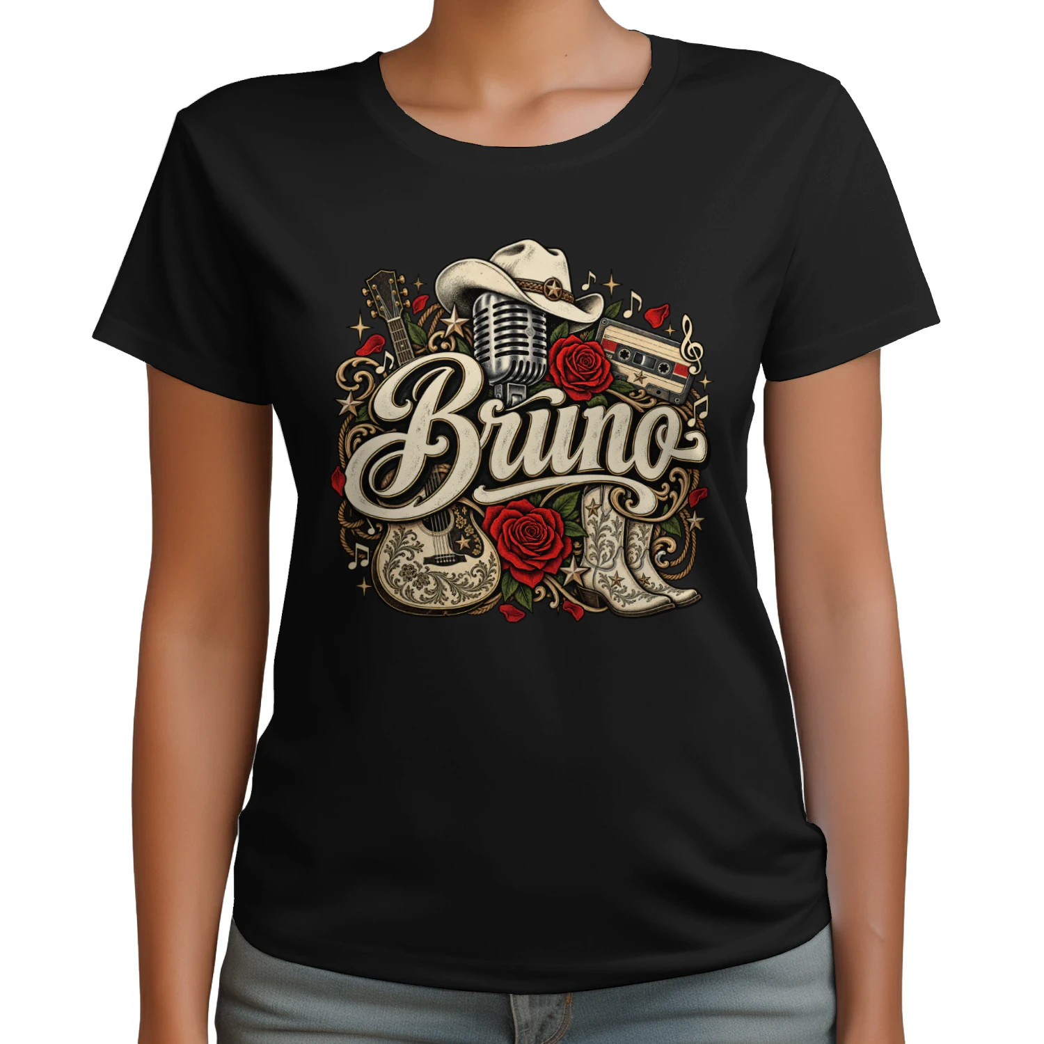 Bruno Vintage Western Country Music T-Shirt, Cowboy Music Graphic Tee, Retro Rodeo Style Shirt