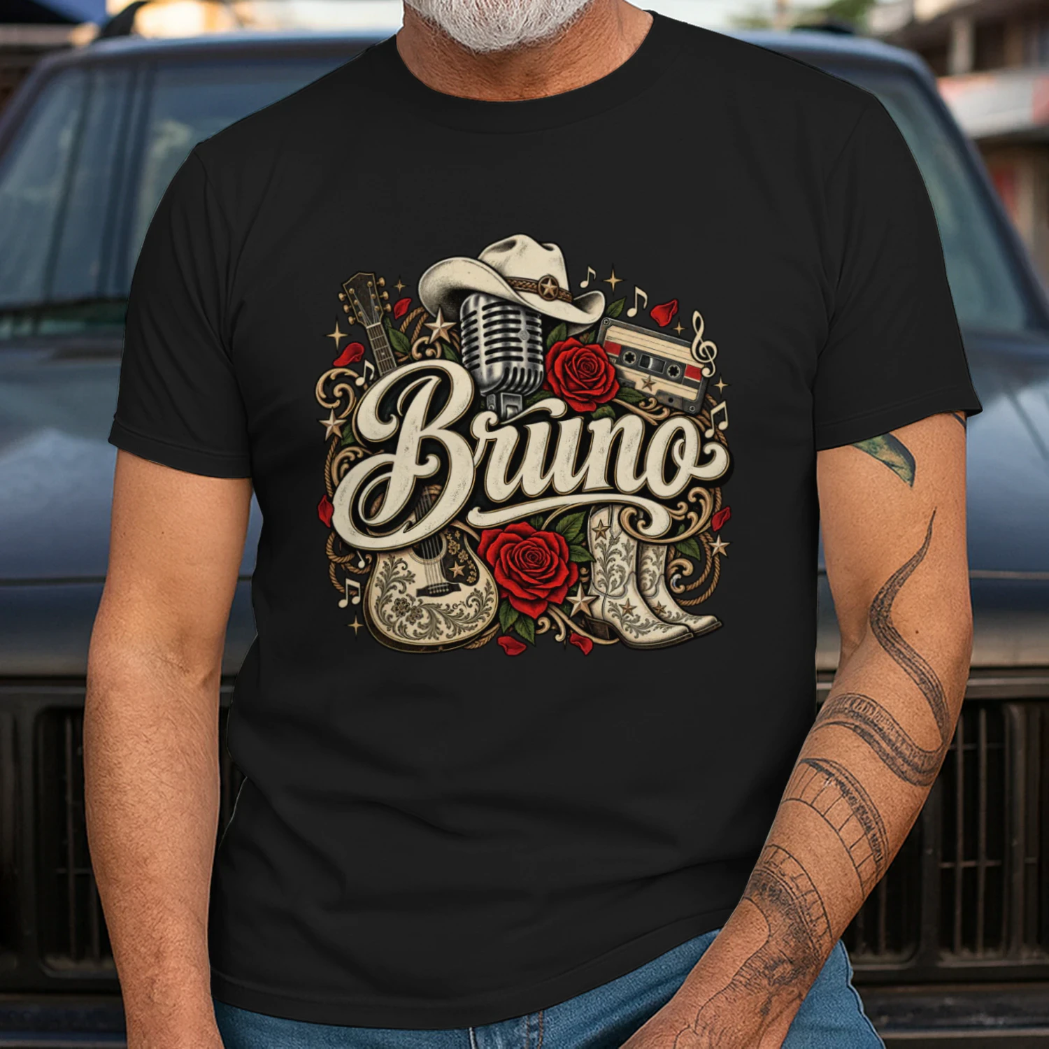 Bruno Vintage Western Country Music T-Shirt, Cowboy Music Graphic Tee, Retro Rodeo Style Shirt