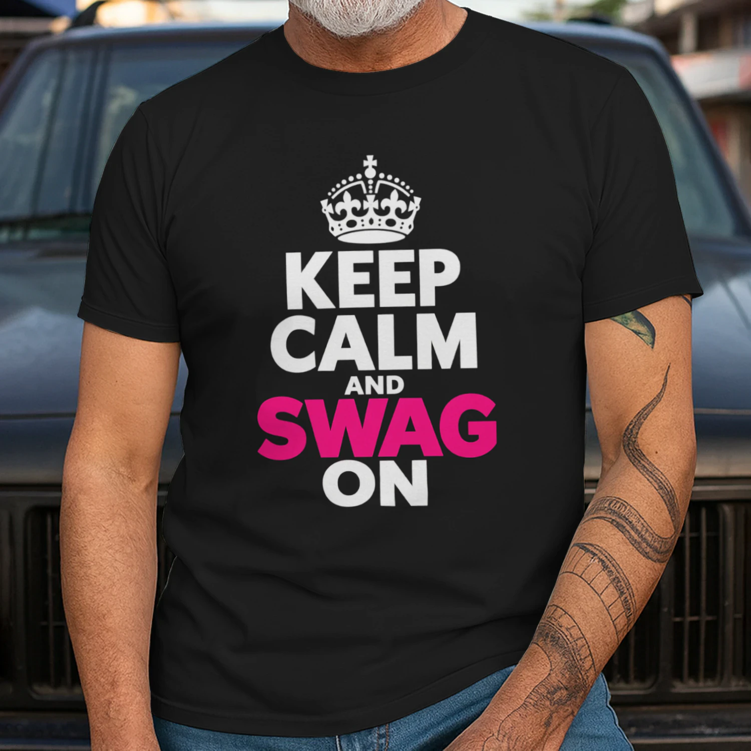 Keep Calm and Swag On Crown Graphic T-Shirt