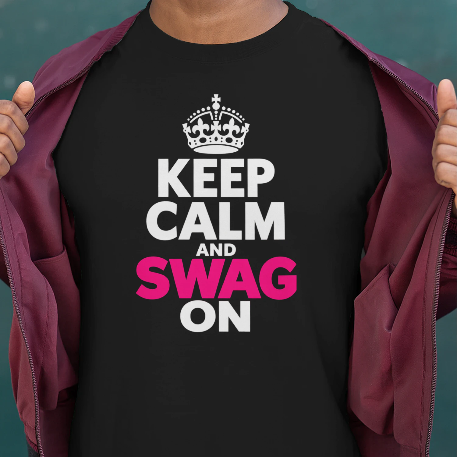 Keep Calm and Swag On Crown Graphic T-Shirt