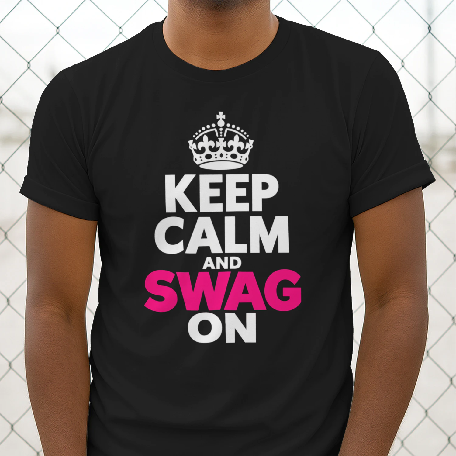 Keep Calm and Swag On Crown Graphic T-Shirt