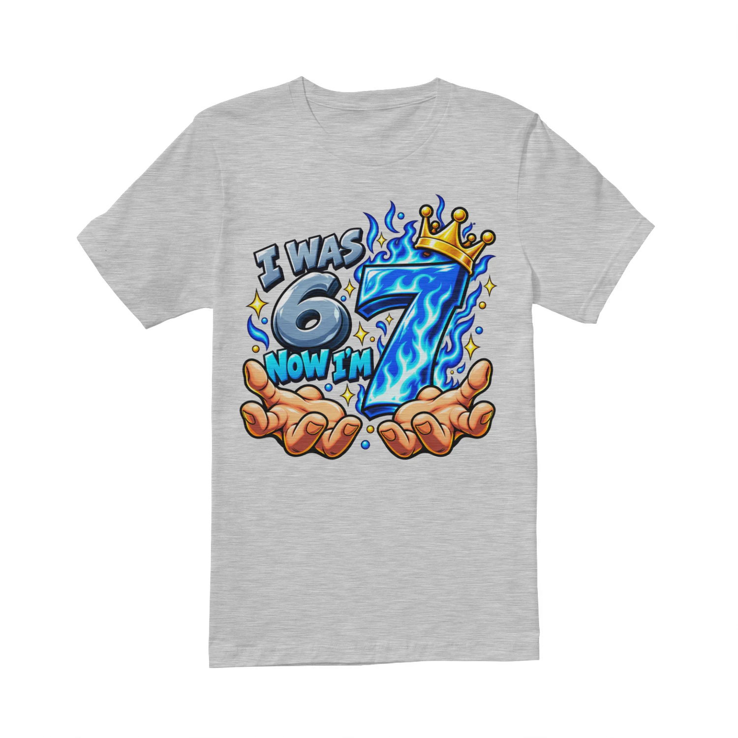 I Was 6 Now I’m 7 Birthday T-Shirt, 7th Birthday Crown Graphic Tee