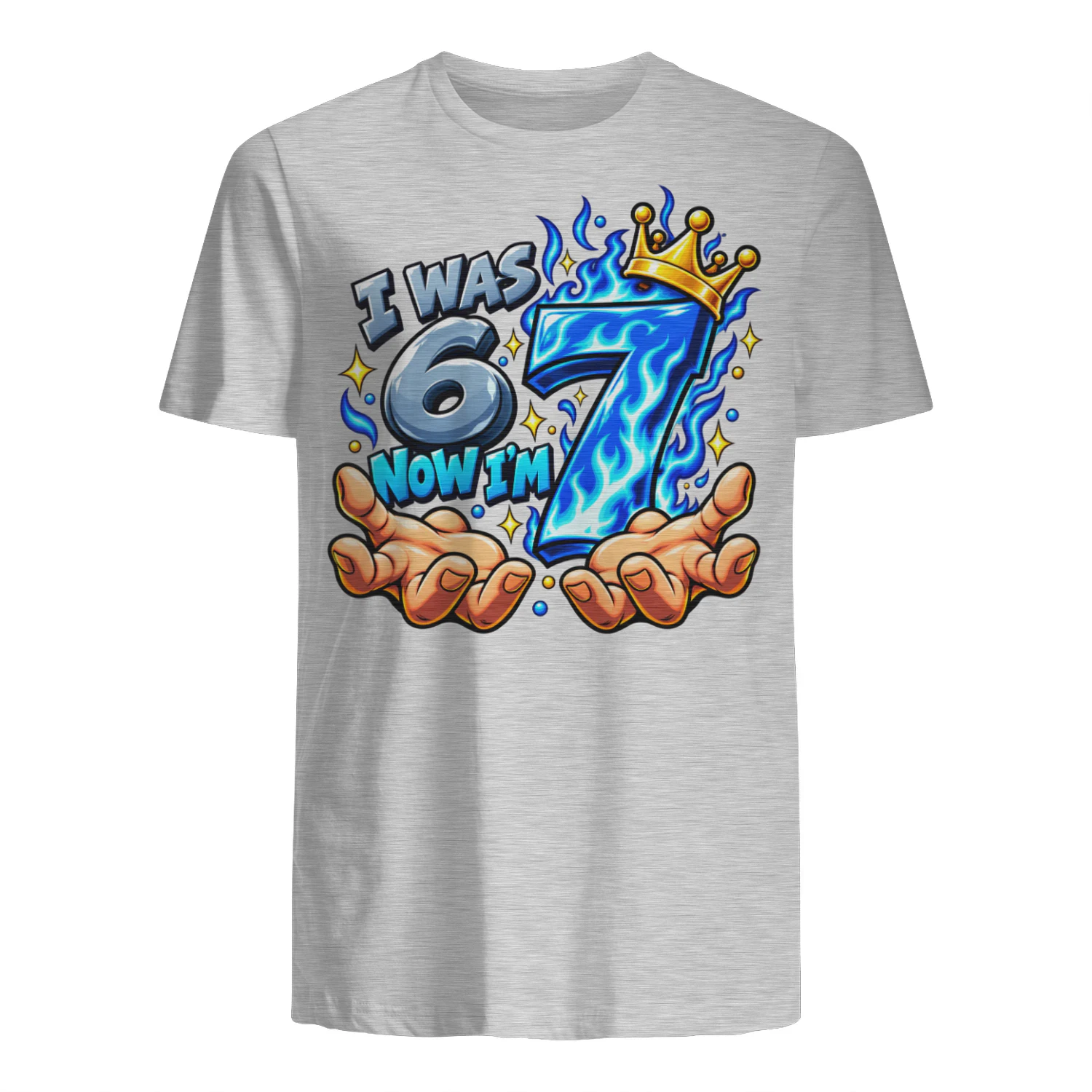 I Was 6 Now I’m 7 Birthday T-Shirt, 7th Birthday Crown Graphic Tee