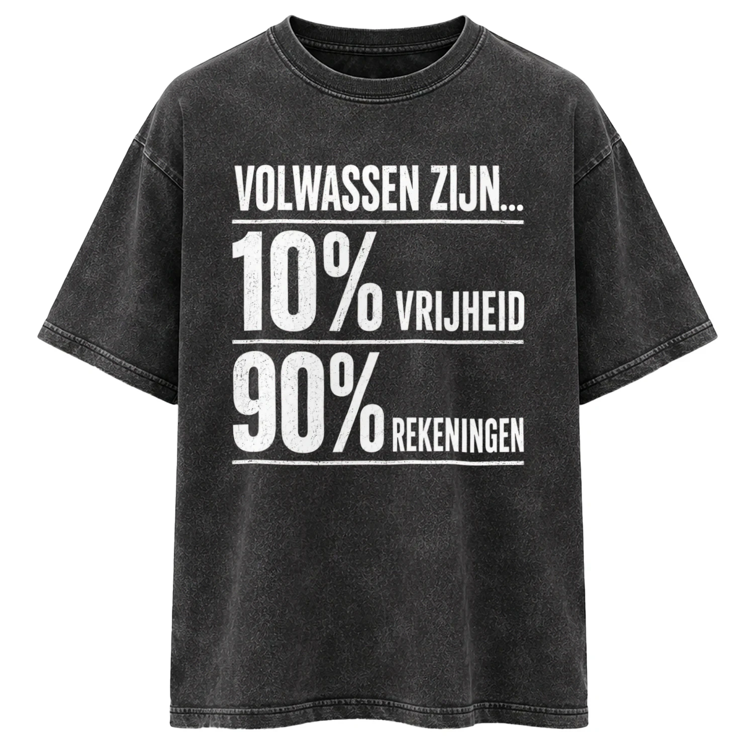 10% Vrijheid 90% Rekeningen Acid Washed Heavy Oversized T-shirt