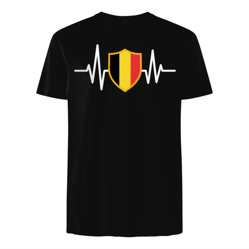 Belgium Flag Heartbeat T-Shirt – Belgian Pride Shield Tee for Men & Women