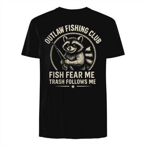 Fish Fear Me Trash Follows Me Funny Raccoon 