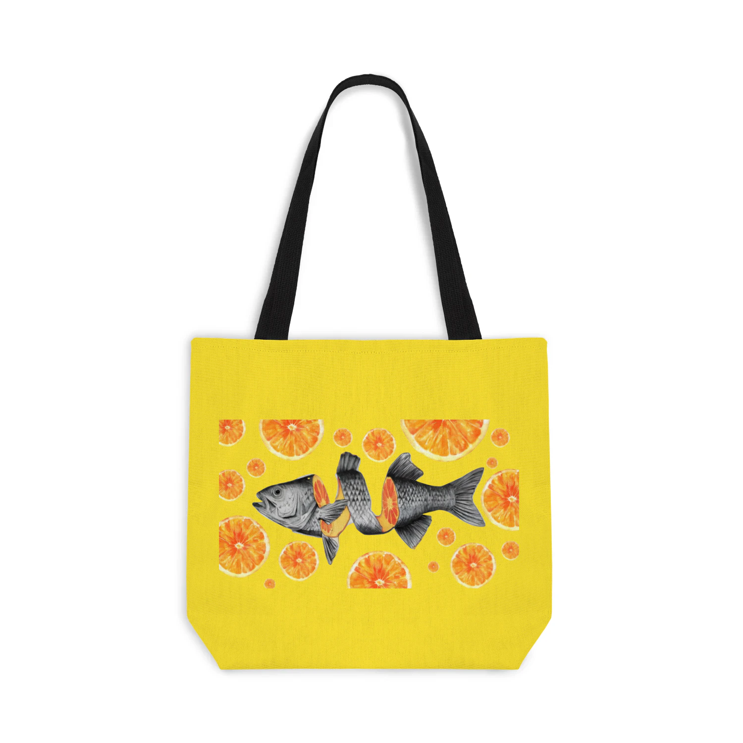 Yellow Sardine Tote Bag – Modern Citrus Fish Graphic Canvas Tote